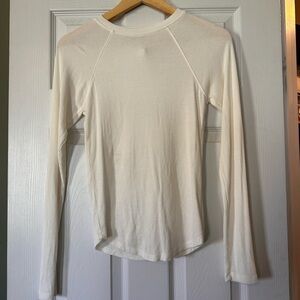 Mango Women's Long-Sleeve Crewneck Top - Cream